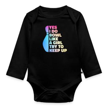 Bowling Bowler Pin Ball Bowling Ball - Body Bébé bio manches longues - noir - Devant