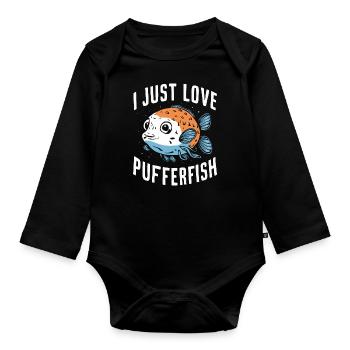 Kugelfisch Kugelfische Fisch Ozean Tier - Baby Bio-Langarm-Body - Schwarz - Vorne