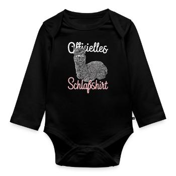 Alpaca Llama Alpacas Animal - Organic Longsleeve Baby Bodysuit - black - Front