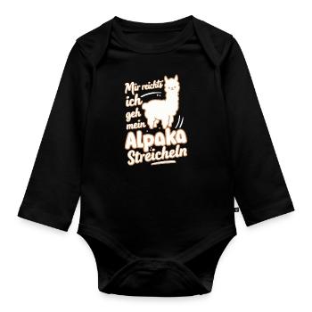 Alpaca Llama Alpacas Animal - Organic Longsleeve Baby Bodysuit - black - Front