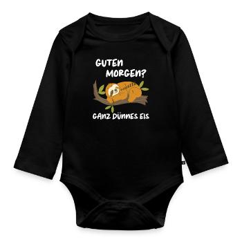 Faultier Faultiere Tier Schlafen Faul - Baby Bio-Langarm-Body - Schwarz - Vorne