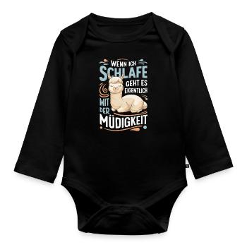 Alpaca Llama Alpacas Animal - Organic Longsleeve Baby Bodysuit - black - Front
