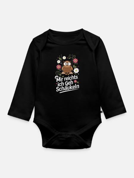 Nachteule Eule Eulen Vogel - Baby Bio-Langarm-Body - Schwarz