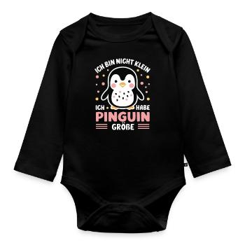 Penguin Little Penguins Emperor Penguin - Organic Longsleeve Baby Bodysuit - black - Front