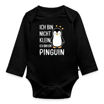 Penguin, Little Penguins, Emperor Penguin - Organic Longsleeve Baby Bodysuit - black - Front