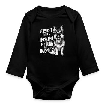 German Shepherd Dog Malinois Dogs - Organic Longsleeve Baby Bodysuit - black - Front