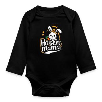 Hase Hasen Kaninchen Haustier - Baby Bio-Langarm-Body - Schwarz - Vorne