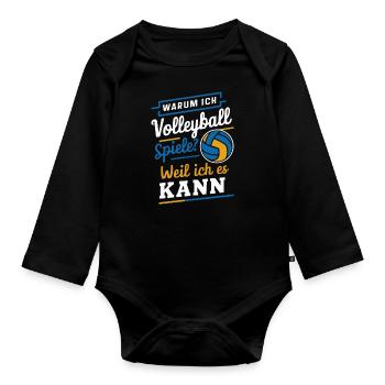 Volley-ball Volley-ball de plage Joueurs de volley-ball sportifs - Body Bébé bio manches longues - noir - Devant