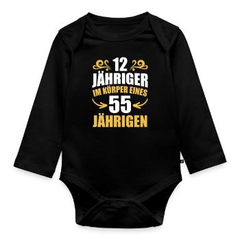 Cadeau d’anniversaire 55 ans anniversaire garçon - Body Bébé bio manches longues - noir - Devant