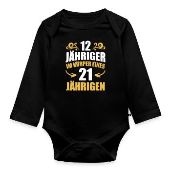 Birthday Gift 21 Years Birthday Boy - Organic Longsleeve Baby Bodysuit - black - Front