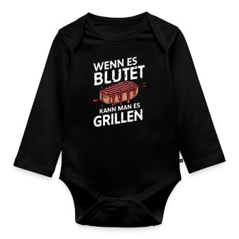 Grilling Grill BBQ Barbecue Grill Apron Grill - Organic Longsleeve Baby Bodysuit - black - Front
