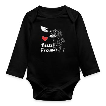 Labrador Dog Dogs - Organic Longsleeve Baby Bodysuit - black - Front