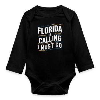 Florida, USA, America, Seed - Organic Longsleeve Baby Bodysuit - black - Front