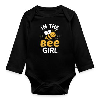 Honigbiene Imker Bienen Biene - Baby Bio-Langarm-Body - Schwarz - Vorne
