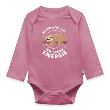 Faultier Faultiere Tier Schlafen Faul - Baby Bio-Langarm-Body - Mauve - Vorne