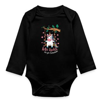 Unicorn Unicorns Mythical Creatures Mystical - Organic Longsleeve Baby Bodysuit - black - Front