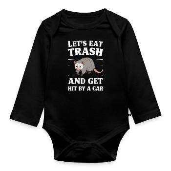 Opossum Possum Animal - Organic Longsleeve Baby Bodysuit - black - Front