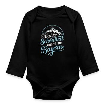 Free State of Bavaria Bavarian - Organic Longsleeve Baby Bodysuit - black - Front