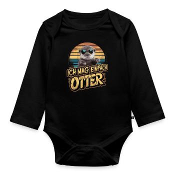 Otter Sea Otter - Organic Longsleeve Baby Bodysuit - black - Front