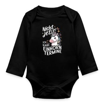Unicorn Unicorns Mythical Creatures Mystical - Organic Longsleeve Baby Bodysuit - black - Front