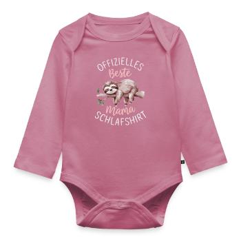 Faultier Faultiere Tier Schlafen Faul - Baby Bio-Langarm-Body - Mauve - Vorne
