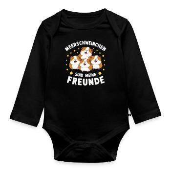 Meerschweinchen Kurzhaar Langhaar Crested Hunde - Baby Bio-Langarm-Body - Schwarz - Vorne