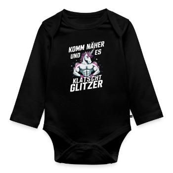 Unicorn Unicorns Mythical Creatures Mystical - Organic Longsleeve Baby Bodysuit - black - Front