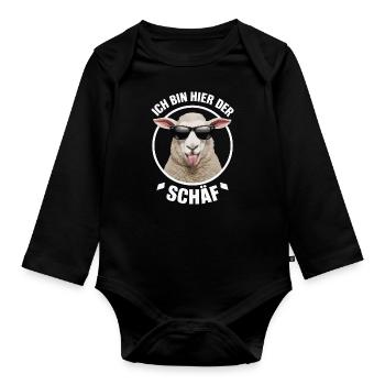 Sheep Sheep Herd Farm Farmer Shepherd - Organic Longsleeve Baby Bodysuit - black - Front