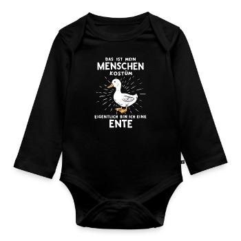 Canard colvert, canard oiseaux, canard, canard foncé, oiseau - Body Bébé bio manches longues - noir - Devant