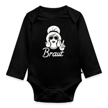 Bachelorette Party Wedding Bridesmaid - Organic Longsleeve Baby Bodysuit - black - Front