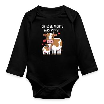 Végétarien Végétalien Bien-être animal Droits des animaux Veggie - Body Bébé bio manches longues - noir - Devant