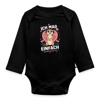 Erdmännchen Scharrtier Tier - Baby Bio-Langarm-Body - Schwarz - Vorne