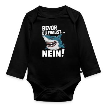 Shark Shark Sharks Shark - Organic Longsleeve Baby Bodysuit - black - Front
