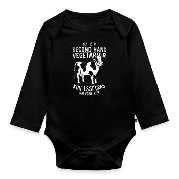 Végétarien Végétalien Bien-être animal Droits des animaux Veggie - Body Bébé bio manches longues - noir - Devant