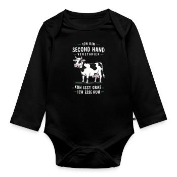 Végétarien Végétalien Bien-être animal Droits des animaux Veggie - Body Bébé bio manches longues - noir - Devant
