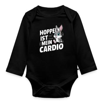 Hase Hasen Kaninchen Haustier - Baby Bio-Langarm-Body - Schwarz - Vorne