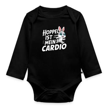 Hase Hasen Kaninchen Haustier - Baby Bio-Langarm-Body - Schwarz - Vorne