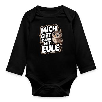 oiseau de nuit hibou hibou oiseau - Body Bébé bio manches longues - noir - Devant