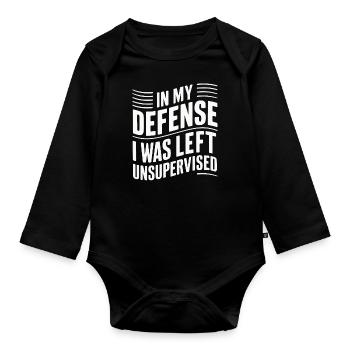 Funny, sarcasm, sarcastic humor, irony - Organic Longsleeve Baby Bodysuit - black - Front