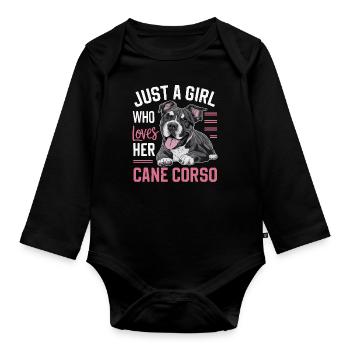 Cane Corso Hund - Baby Bio-Langarm-Body - Schwarz - Vorne