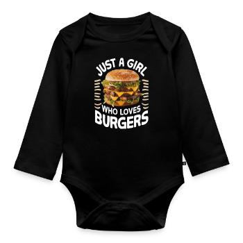 Burger Fast Food Hamburger Cheesburger Burgers - Baby Bio-Langarm-Body - Schwarz - Vorne