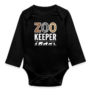 Zoo Animals Zookeeper - Organic Longsleeve Baby Bodysuit - black - Front