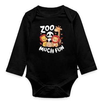 Animaux du zoo Gardien de zoo - Body Bébé bio manches longues - noir - Devant