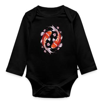 Koi Poisson Carpe Japon Chine Poisson - Body Bébé bio manches longues - noir - Devant