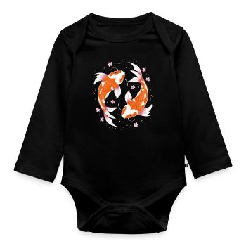 Koi Poisson Carpe Japon Chine Poisson - Body Bébé bio manches longues - noir - Devant