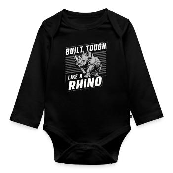 Nashorn Rhinozeros - Baby Bio-Langarm-Body - Schwarz - Vorne