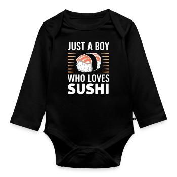 Sushi Japanisches Essen Maki Sushi Kawaii - Baby Bio-Langarm-Body - Schwarz - Vorne