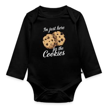 Cookies Cookie Keks Kekse Schokolade - Baby Bio-Langarm-Body - Schwarz - Vorne