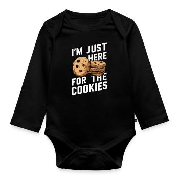 Cookies Cookie Keks Kekse Schokolade - Baby Bio-Langarm-Body - Schwarz - Vorne
