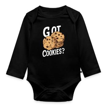Cookies Cookie Keks Kekse Schokolade - Baby Bio-Langarm-Body - Schwarz - Vorne
